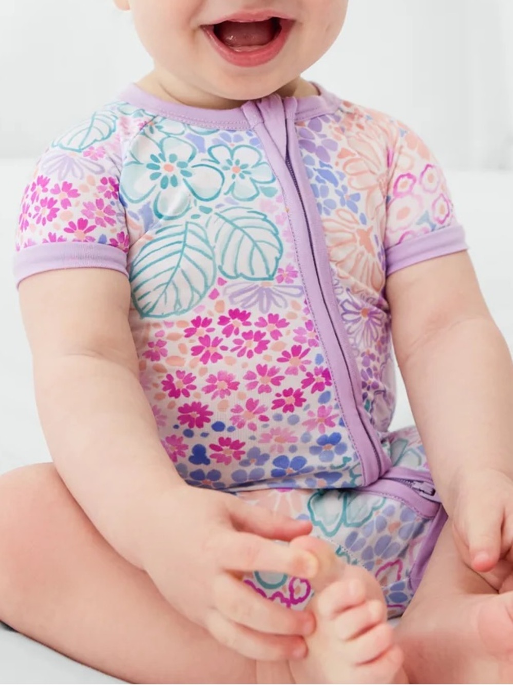🌸Little sleepies SHORTY in doodle blooms 18-24 months